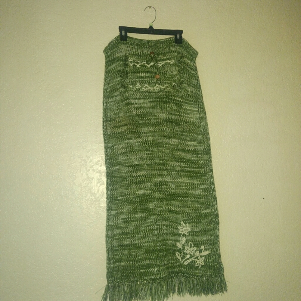 Crochet Knit Skirt with Pocket